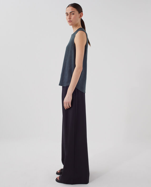 MARCELLE - Linen tank top J690 blueberry