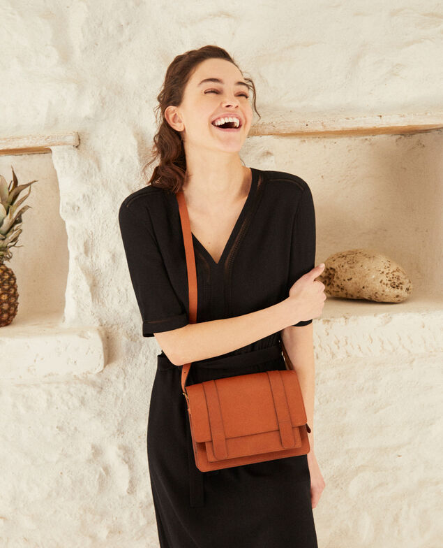 Smooth leather bag, small model Camel
