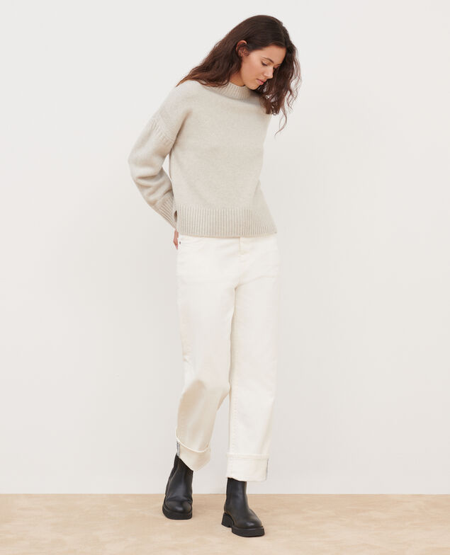 Merino wool blend funnel neck jumper A009 white knit 3wju119w37