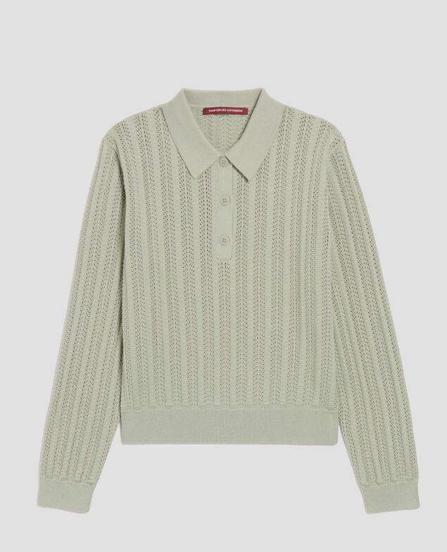Cotton polo neck jumper U520 green