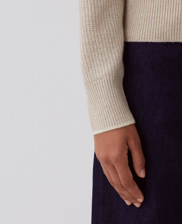 Half-zip wool jumper U300 natural