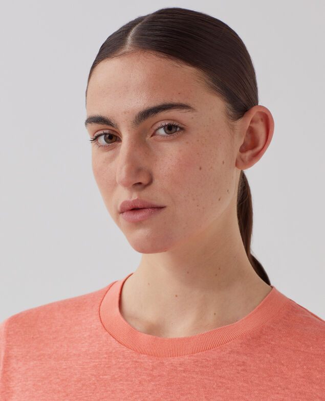 AMANDINE: linen round neck t-shirt U120 pink