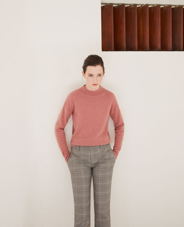  Cashmere jumper with high collar  Old rose