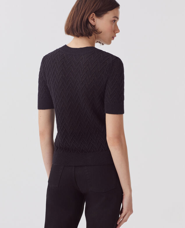 Short-sleeve linen jumper H091 black beauty