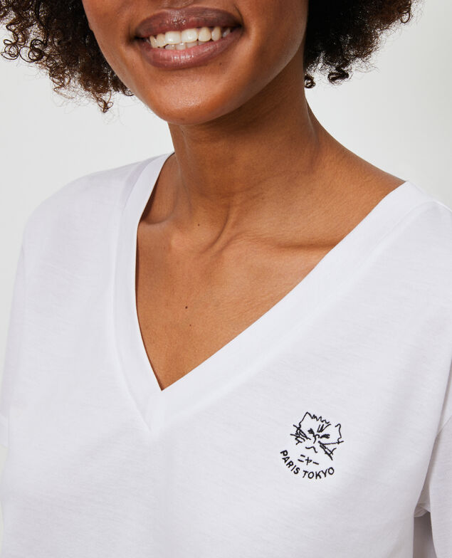 Embroidered cotton t-shirt Optical white