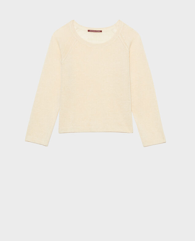 Round neck linen jumper 01 white