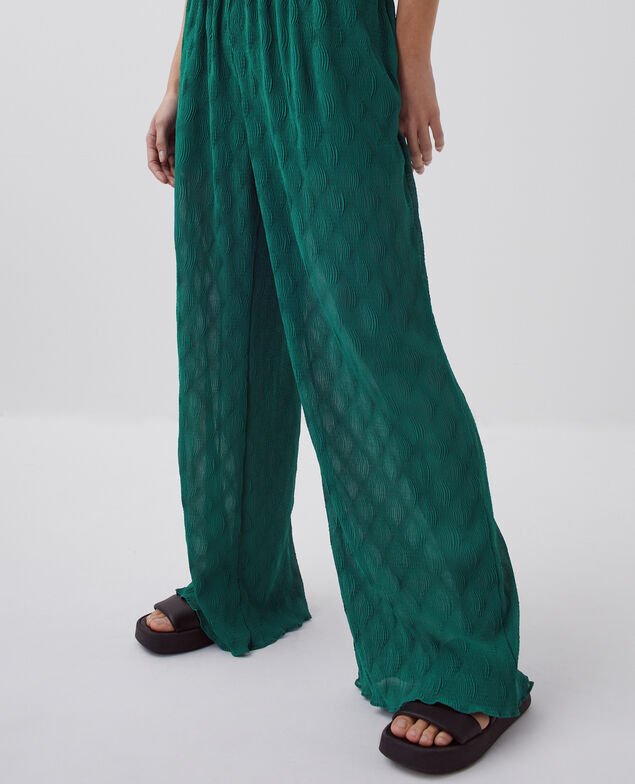 Loose silky trousers H644 spruced-up blue