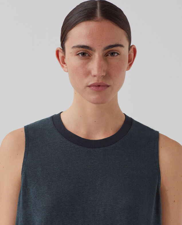 MARCELLE - Linen tank top J690 blueberry