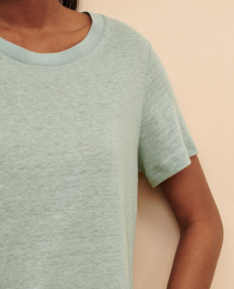AMANDINE - linen round neck t-shirt 50 green 2ste055f05