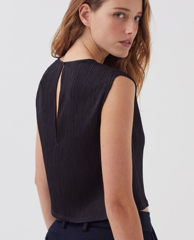Textured vest top H091 black beauty