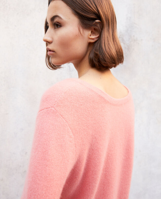 Round neck cashmere jumper Salmon pink