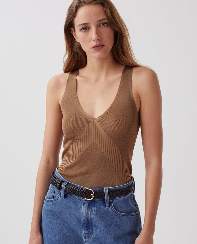 Rib knit tank dress H330 tiger's eye