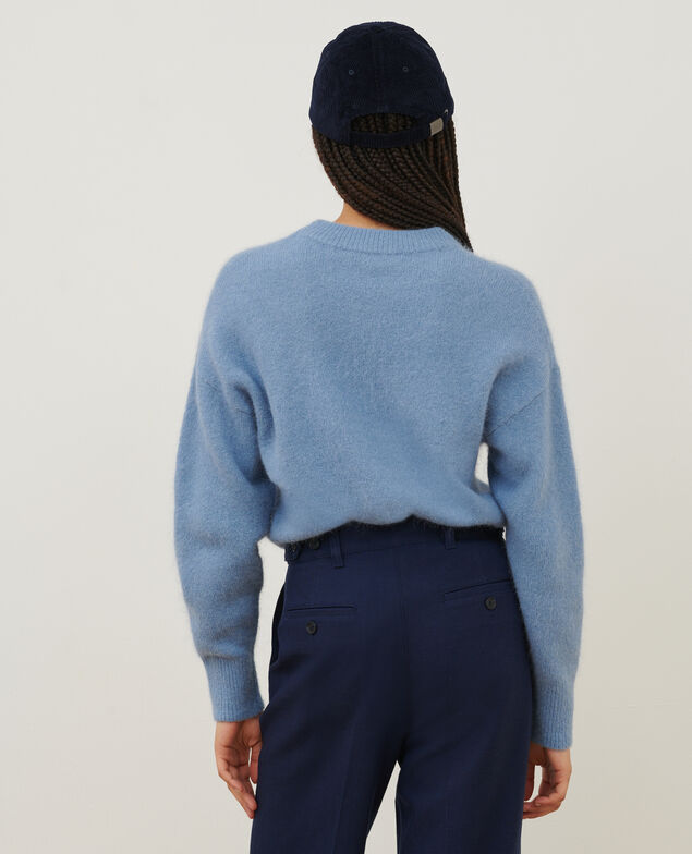 Alpaca blend round neck jumper A601 lt blue infinity