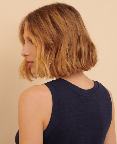 Sleeveless linen T-shirt 4232 maritime blue 3ste180f05