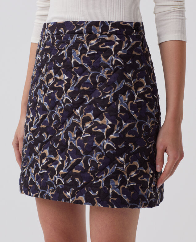 Quilted cotton skirt I686 new fl ikat navy