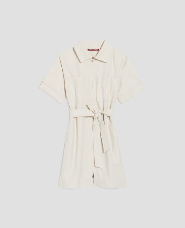 Zip-up cargo dress I013 beige