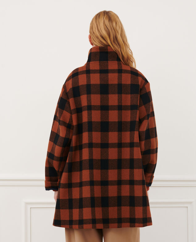 Wool blend short coat 8861 29 darkorange check