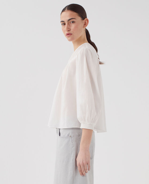 Cotton voile blouse H013 gardenia