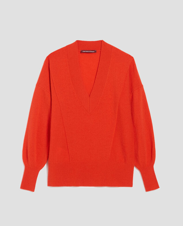 Cashmere V-neck jumper I260 pureed pumpkin