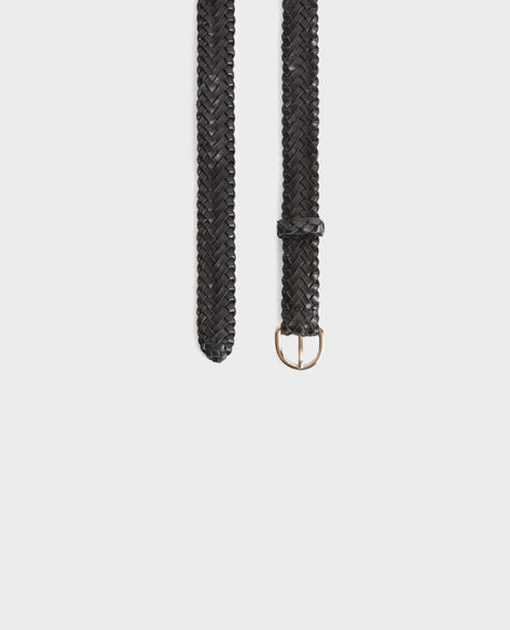 Skinny braided leather belt