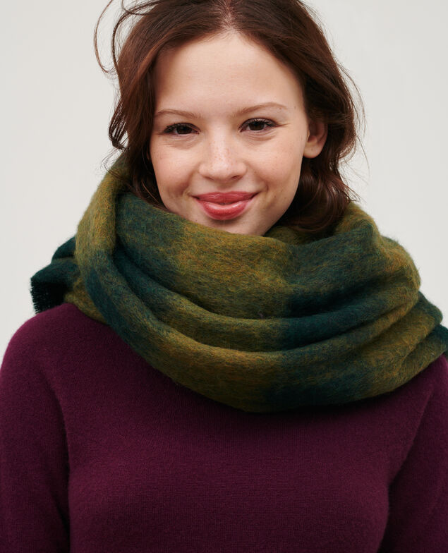 Oversize check scarf Rain forest