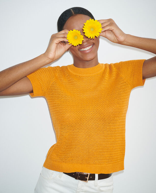 Short-sleeve linen jumper 23 orange