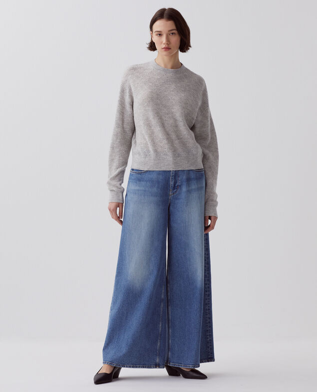 Jumper with decorative stitching I022 light gray