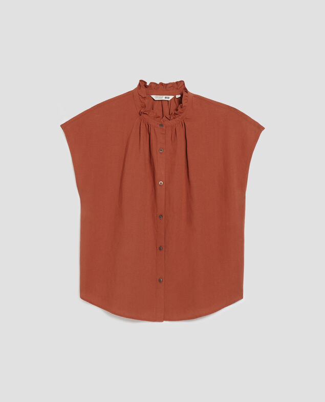 Frilly sleeveless shirt U260 orange