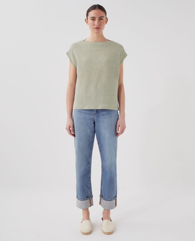 KARO - Boxy linen t-shirt U520 green