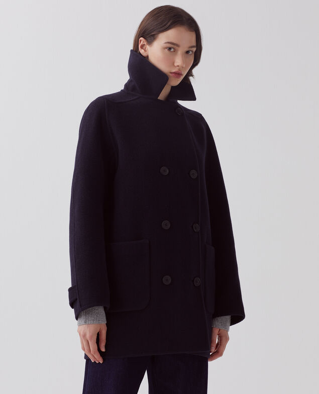 Mid-length double face coat U690 navy