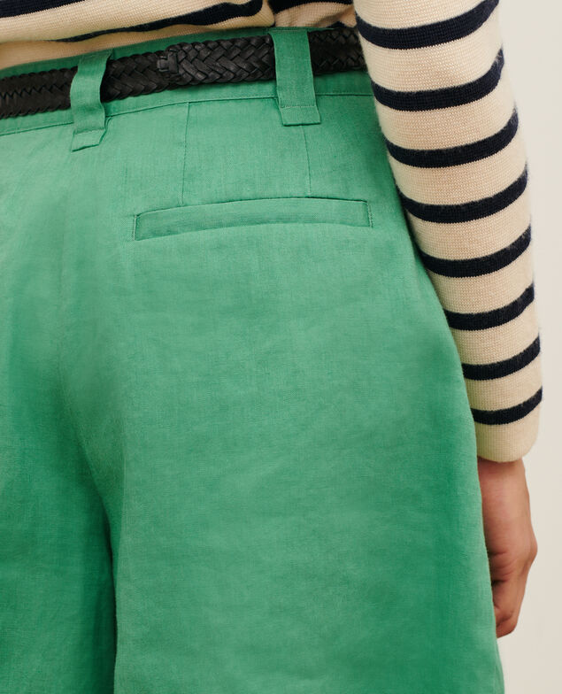 Loose linen shorts 0542 pine green