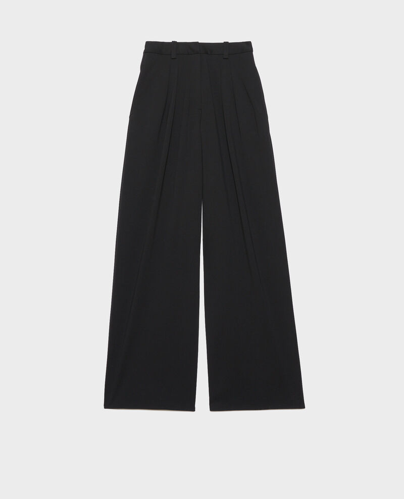 YVONNE - Wide pleated trousers. Black beauty Pradus
