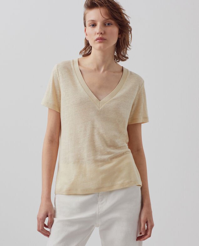 SARAH - Linen V-neck t-shirt