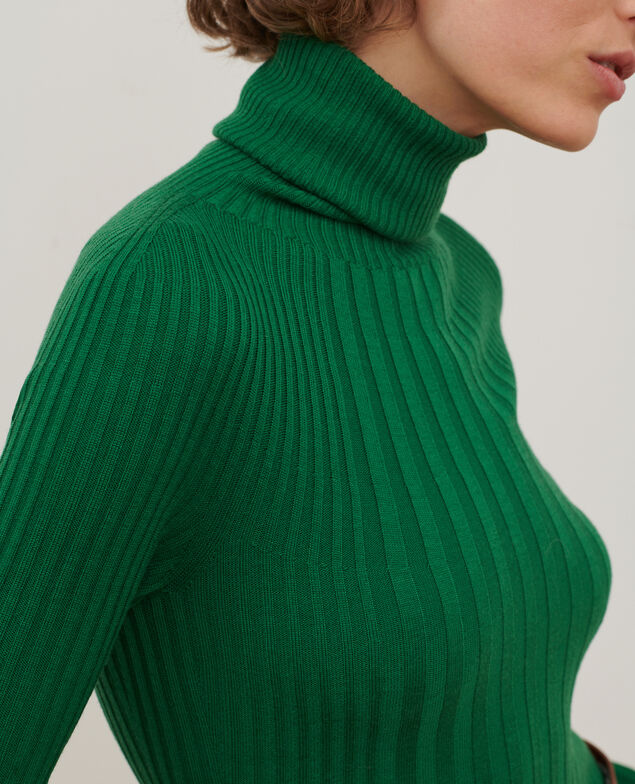 Merino wool blend roll neck jumper