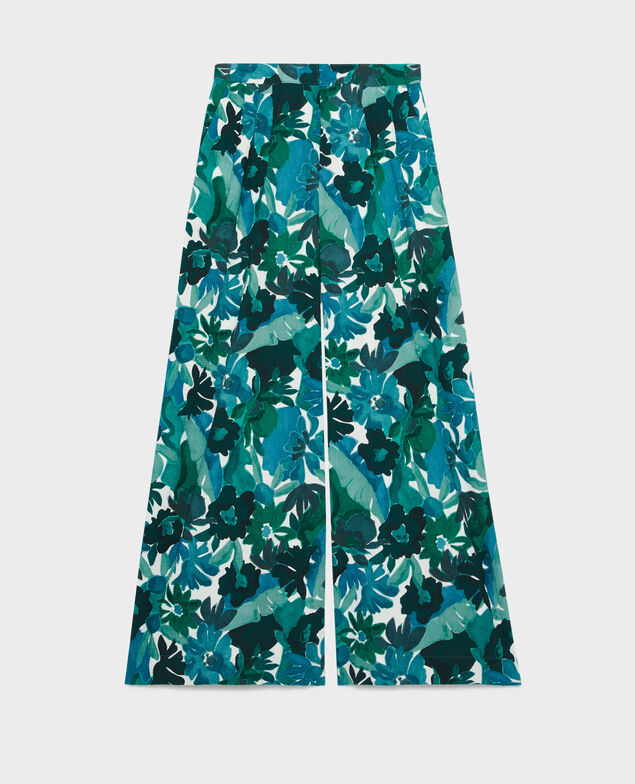 YVONNE - Loose cotton trousers 0522 palmeraie green 3spa290c10