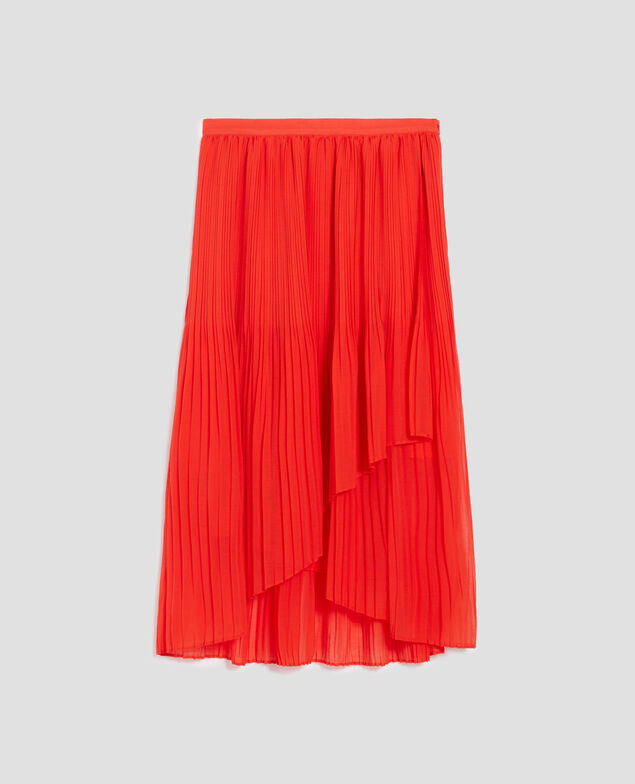 Pleated midi skirt I250 cherry tomato