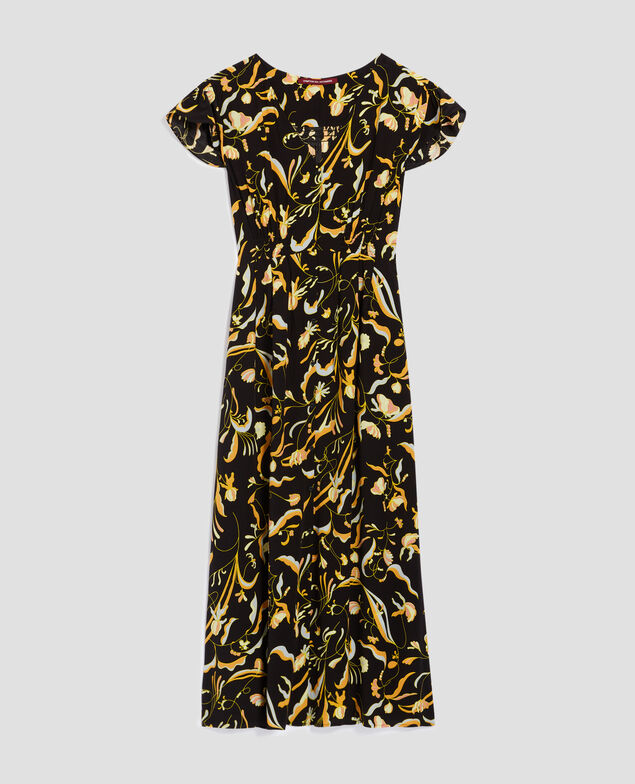 LUDIVINE - Fluid printed dress H094 delicate fl black2