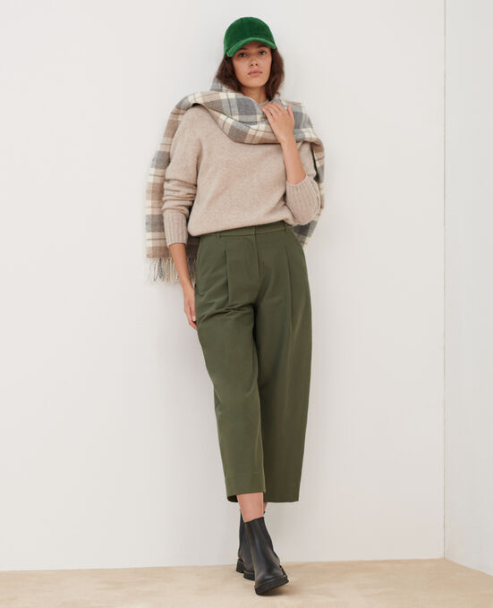 PEGGY - Jersey twill carrot trousers 0571 THYME GREEN