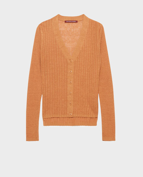 Linen cardigan 0320 almond brown 3sca115l01