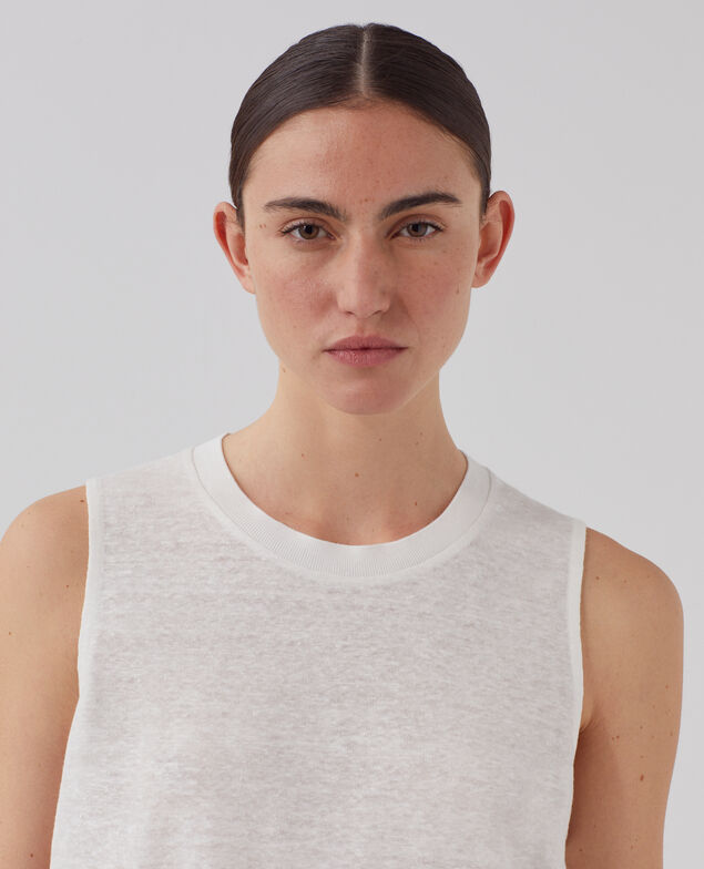 MARCELLE - Linen tank top U010 off white