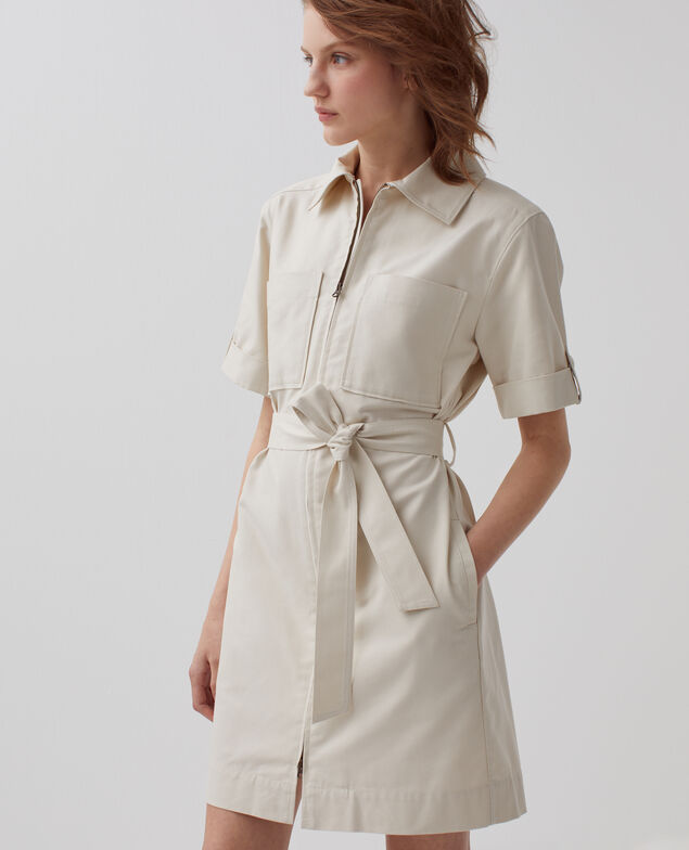 Zip-up cargo dress I013 beige