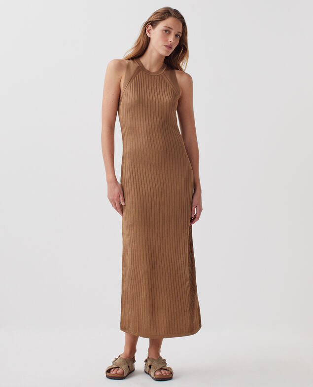 Rib knit maxi dress H330 tiger's eye