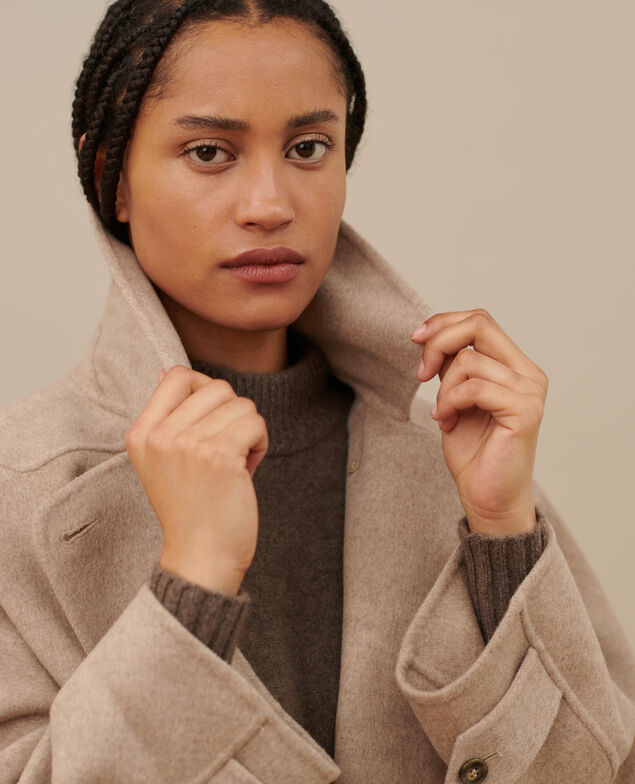 Double-faced wool and cashmere pea coat A304 natural