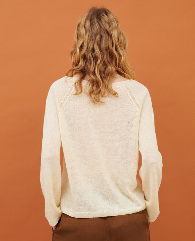 Round neck linen jumper 01 white