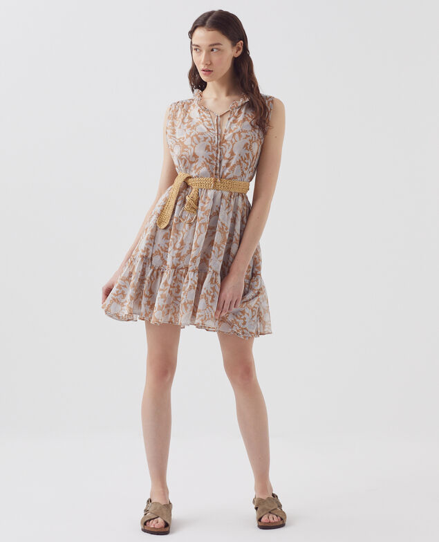 Silky sleeveless dress H340 cashmire brown