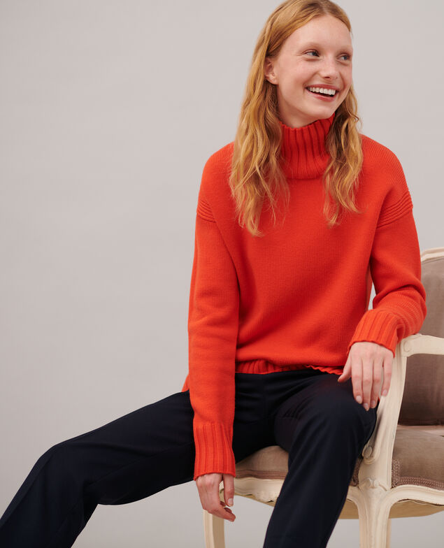 Virgin wool high neck jumper 8829 24 orange