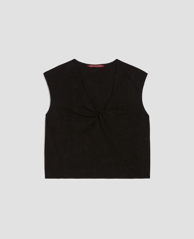 Loose cable knit vest top H091 black beauty