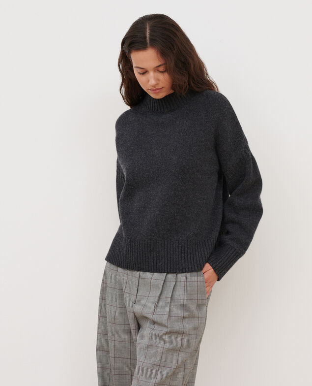 Merino wool blend funnel neck jumper