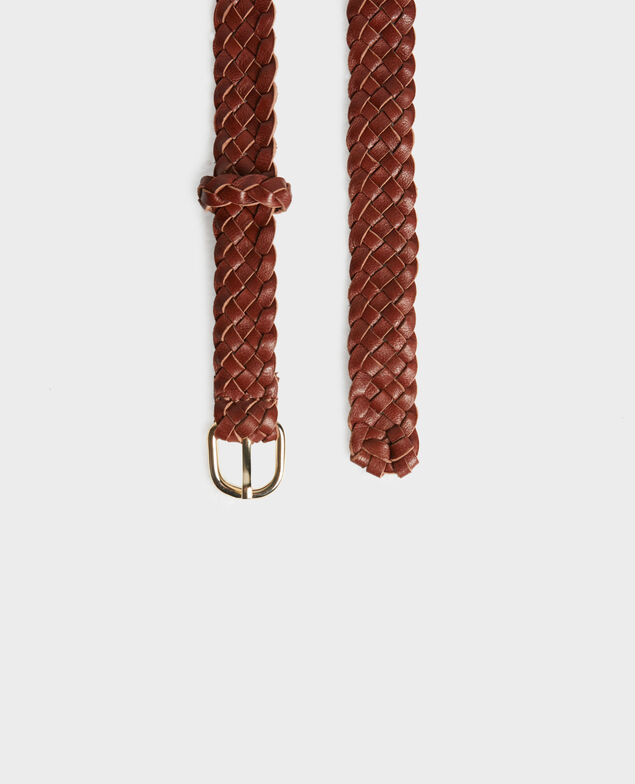 Skinny braided leather belt 8884 34 brown