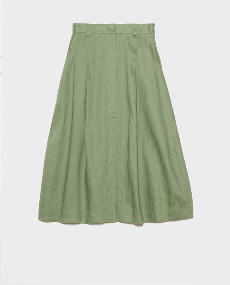 Linen midi skirt 52 green 2ssk500f04
